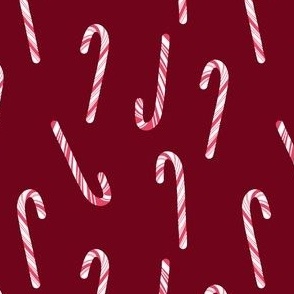 Boho Candy Canes on Red Background
