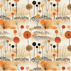 Nature's Dance: Abstract Florals in Mid-Century Harmony (180)