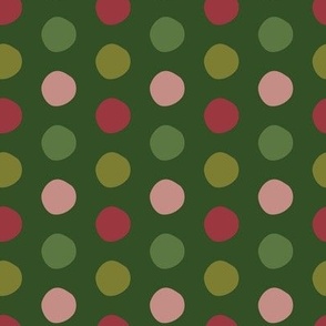 Christmas polka dots_ green bg