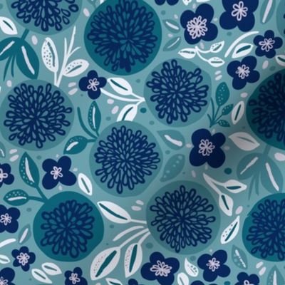 Pretty Winter Mum flowers in teal (small)