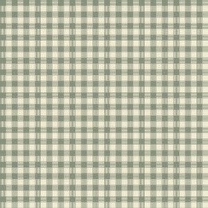 Checkered Plaid in Green  and Cream Small Scale Blender Fabric