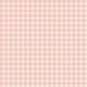 Checkered Plaid in Peach and Cram Small Scale Blender Fabric