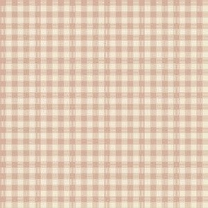 Checkered Plaid in Tan and Cream Small Scale Blender Fabric