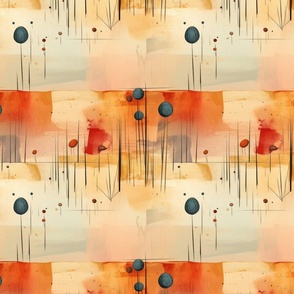Kinetic Harmony: Dotted Abstract in Mid-Century Palette (183)