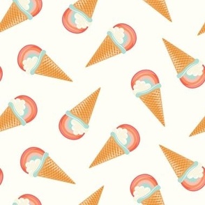Rainbow Ice Cream Cones - Summer Treats - cream - LAD23