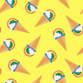 Rainbow Ice Cream Cones - Summer Treats - yellow - LAD23