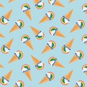 (small scale) Rainbow Ice Cream Cones - Summer Treats - blue - LAD23