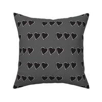 Black and White Hearts Gray Background