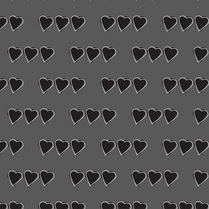 Black and White Hearts Gray Background