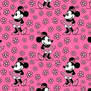 Smaller Scale Steamboat Willie Minnie Mouse in Hot Pink