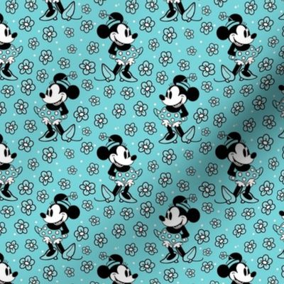 Smaller Scale Steamboat Willie Minnie Mouse in Pool Blue