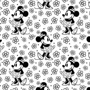 Smaller Scale Steamboat Willie Minnie Mouse in Black and White