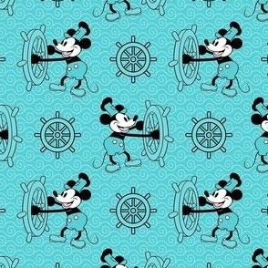 Smaller Scale Steamboat Willie in Turquoise