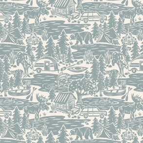 North Country Summer - 12" large - dusty blue and alabaster 