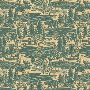 North Country Summer - 12" large - smoky teal and buttermilk 