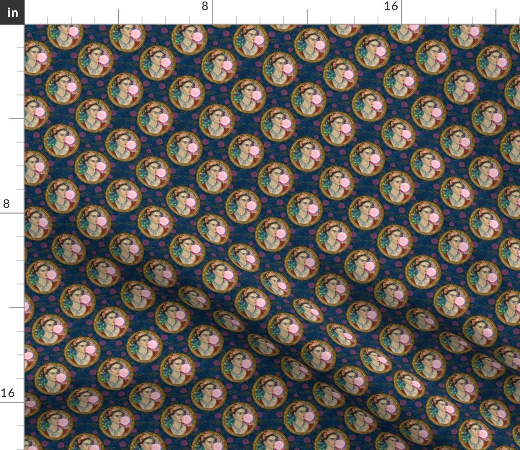For the love of Color  Bubble Gum Tribute to Frida - Small Print Fabric