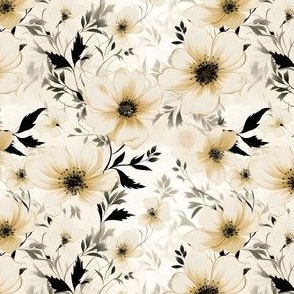 Ivory & Black Floral - small