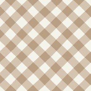 Cosy Cottage Diagonal Gingham Check in Soft Warm Earth Tones  