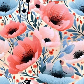 Pink & Blue Floral - medium