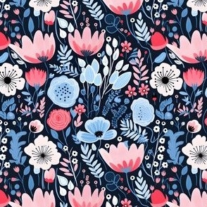 Pink, Blue & White Floral - small