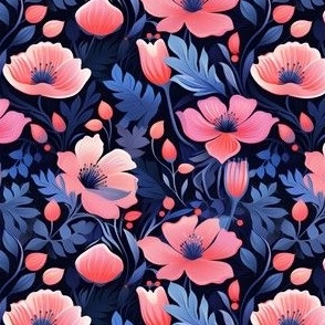 Pink & Blue Floral - small