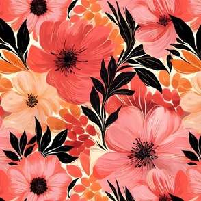 Pink, Orange & Black Floral - large