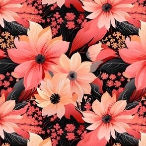 Pink, Peach & Black Floral - small