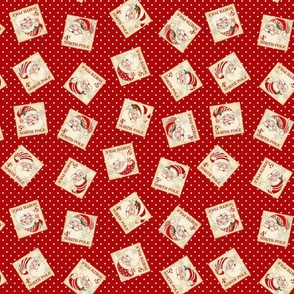 Santa Stamps on red