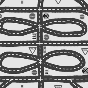 Gray Car Road Signs Race Track Travel Kids