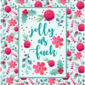 14x18 Panel Jolly as Fuck Sarcastic Sweary Christmas in Navy for DIY Garden Flag Small Wall Hanging or Tea Towel