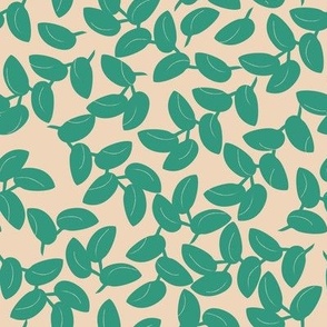 Modern//Leaf Lace.martibetz. Lovely green leaves on cream in fabric and wallpaper.