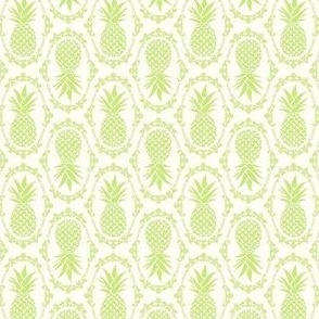 Small Scale Pineapple Fruit Damask Honeydew on Ivory