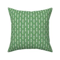 Small Scale Pineapple Fruit Damask Ivory on Kelly Green