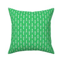 Small Scale Pineapple Fruit Damask Ivory on Grass Green