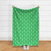 Large Scale Pineapple Fruit Damask Ivory on Grass Green