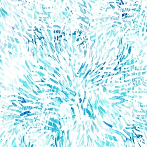 Abstract Watercolor Sunshine Splash - Large Scale - Turquoise Baby Blue Cobalt Paint Fireworks Brush Strokes Beach Coastal