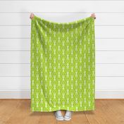 Large Scale Pineapple Fruit Damask White on Lime Green