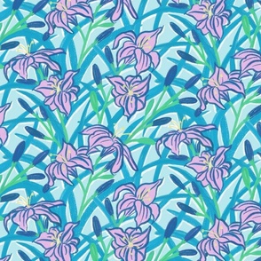 Loose Lilies  in blue