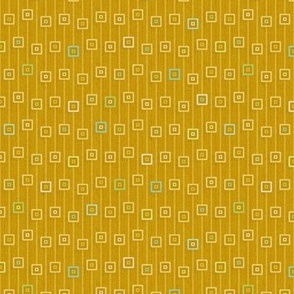 Mod Multicolor Squares and Stripes Mustard Yellow(Small Scale)