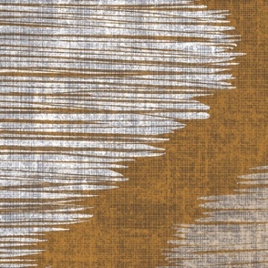 Vertical Ikat Weave off white taupe on copper