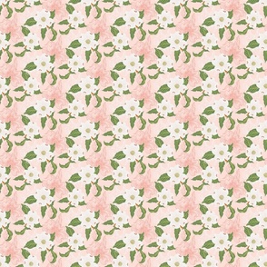 Dogwood Florals on Blush Pink and Coral_Mini Micro