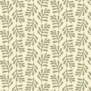Matisse-Inspired Geometric Sage Olive Green Leaves on Light Background // Small