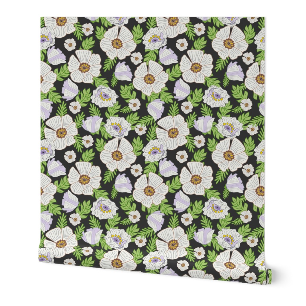 White Poppy of Peace | Onyx Black | 12 inch | Floriography white floral
