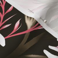 Hibiscus Butterflies - Khaki Green Pink - LARGE