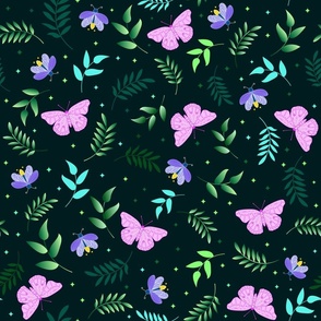 butterfly and firefly botanical green