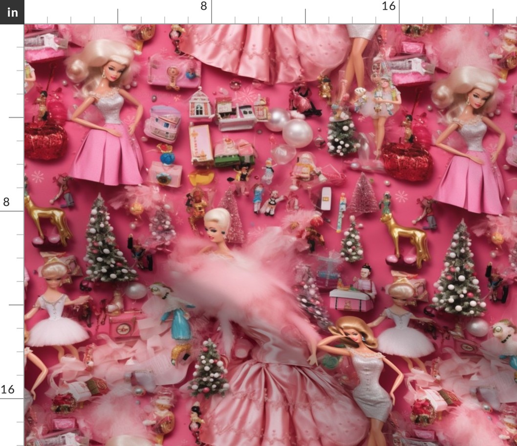 Pink Christmas Vibe Vintage Fashion Dolls and Myriad Accessories