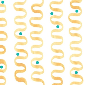 wiggle wave spot - monochrome watercolour and linen textures white saffron yellow and teal green
