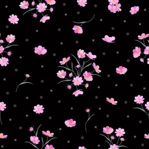 ditsy pink floral black