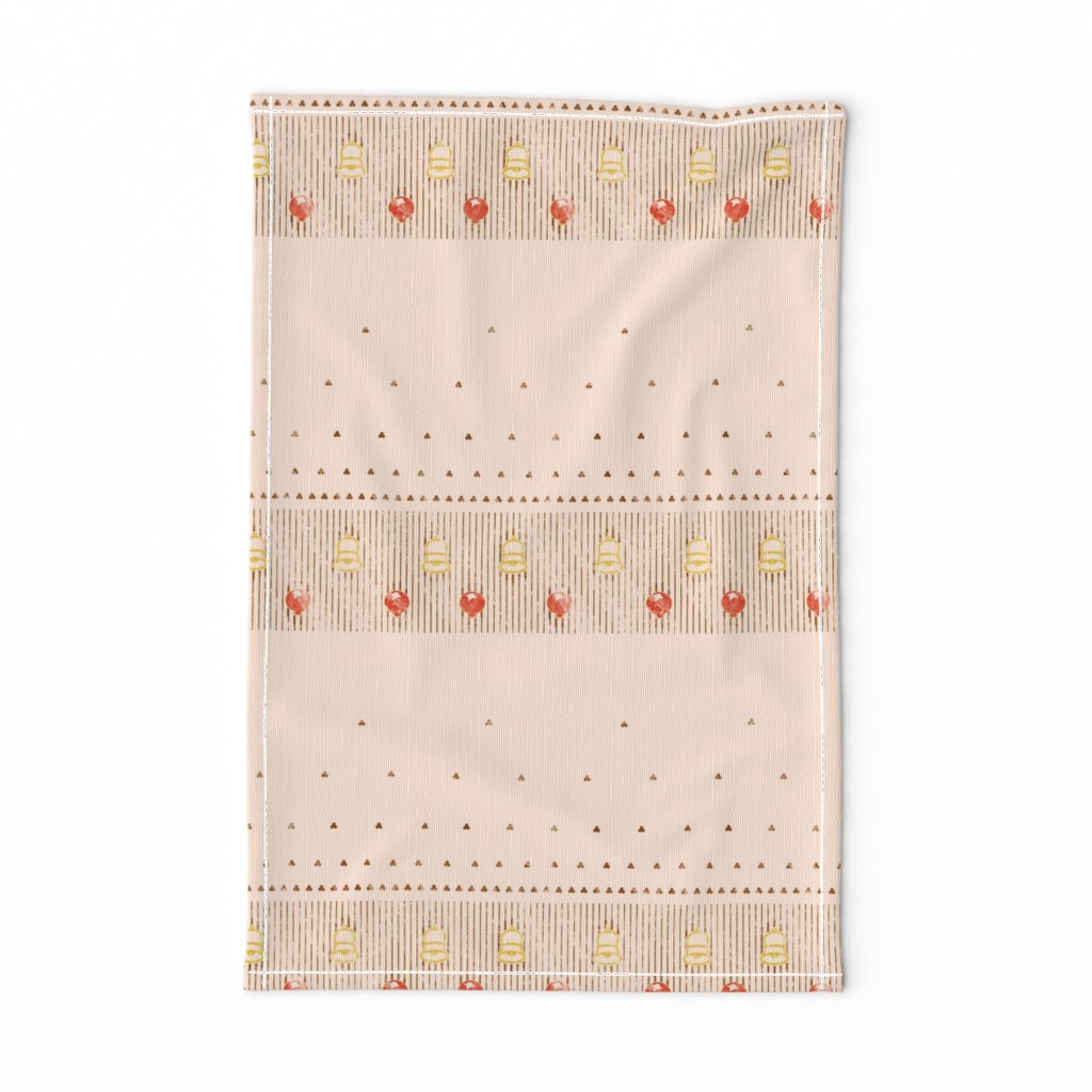 Bells and Pomegranates on Beige (Scratchy)