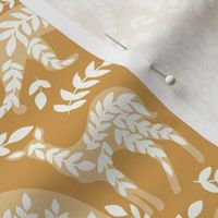  Leafy art jungle – ochre yellow, cream and off white  // Medium scale